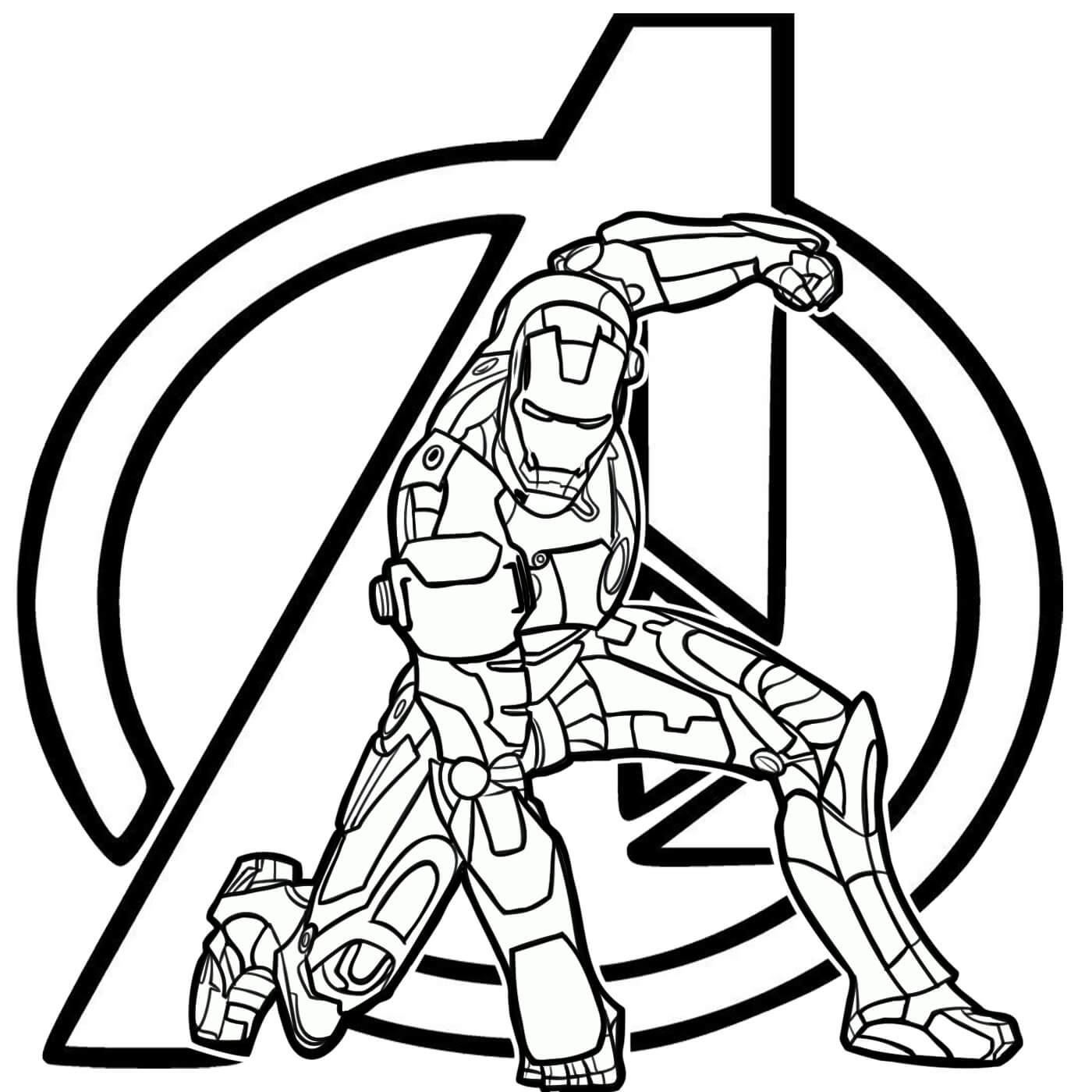 Homem de Ferro legal em Avengers para colorir, imprimir e desenhar